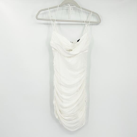 NWT Windsor Womens Bridal Graduation Ruched Bodycon‎ Mini Dress Size S White - Picture 1 of 9